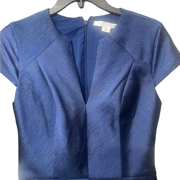 New! Kay Unger New York NavyBlue V Neck long dress size 4 - Picture 8 of 14